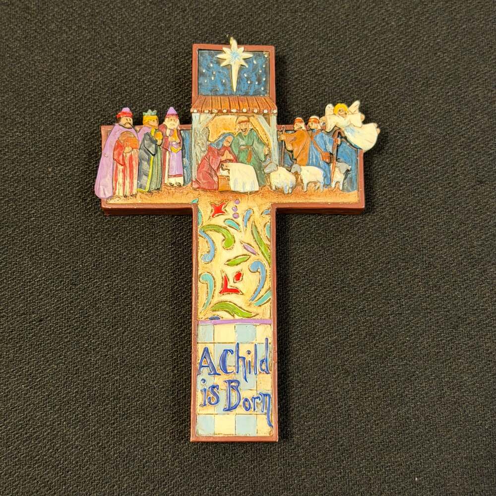 2007 Jim Shore Heartwood Creek Cross Nativity Scene Ornament #4008105